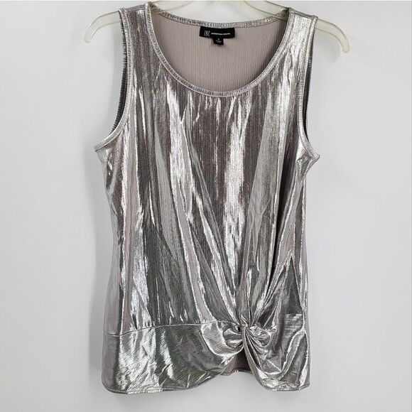 INC INTERNATIONAL CONCEPTS womens M silver knot front tank top - Picture 1 of 7